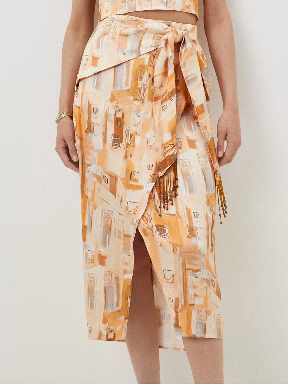 & Other Stories Printed Asymmetric Midi Skirt